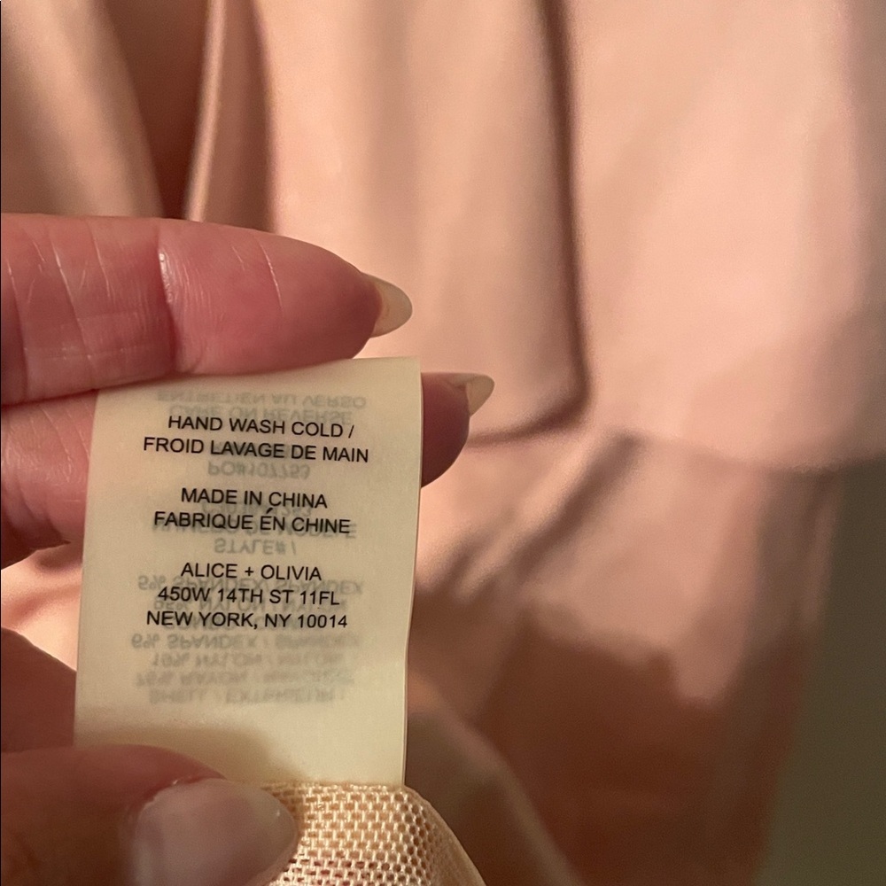 Alice + Olivia Size 8 Pink Shiny Peplum Midi Dress - Picture 9 of 9